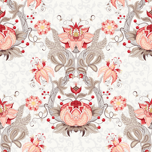 Ornate floral patterns retro vector 02