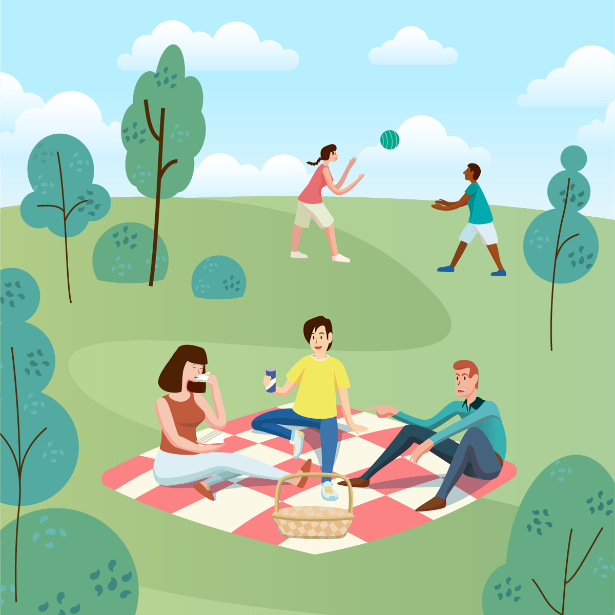 Outdoor picnic vector illustration