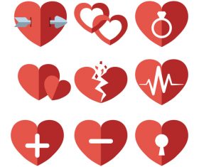 Paper heart icons set