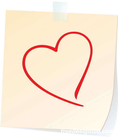 Paper with hand drawn heart vector