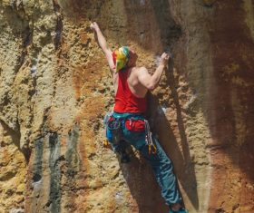 People are rock climbing Stock Photo 07