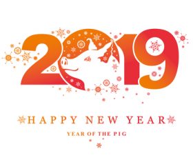 Pig 2019 Happy New Year design vector