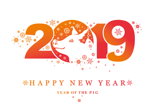 Pig 2019 Happy New Year design vector