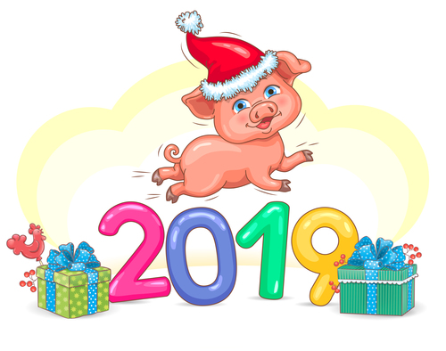 Pig Year 2019 cute vector
