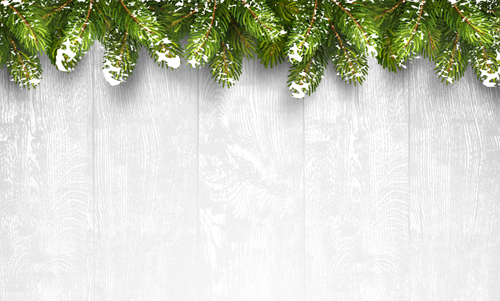 Pine with wooden ball christmas background vector