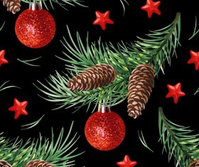 Pineal fruit with holly christmas background vector 04