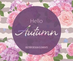 Pink rose with autumn card vector