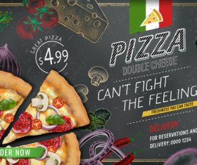 Pizza advertising template with blackboard vector 01