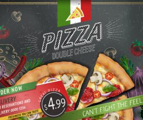 Pizza advertising template with blackboard vector 02