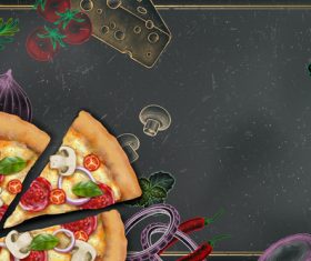Pizza advertising template with blackboard vector 04