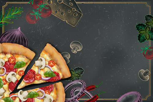 Pizza advertising template with blackboard vector 04