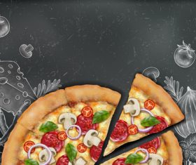 Pizza advertising template with blackboard vector 05