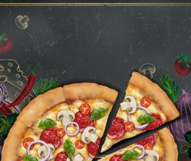 Pizza advertising template with blackboard vector 06