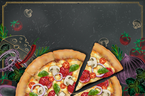 Pizza advertising template with blackboard vector 06