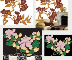 Plant flower mural vector