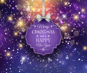 Purple christmas labels with pruple new year background vector