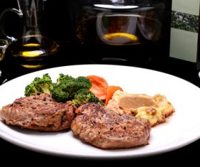 Put dish steak Stock Photo 05