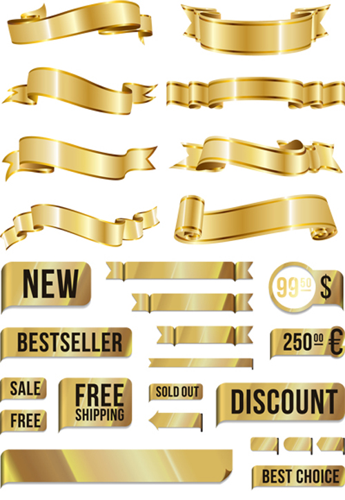 Qrnate Gold Sale Ribbons vector graphics