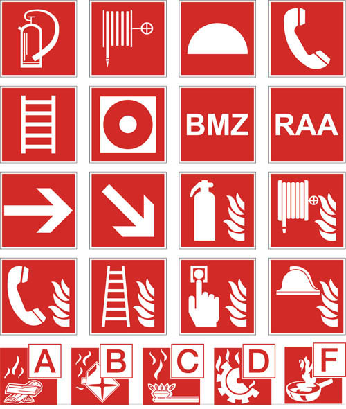 Red Danger Symbols mix vectors material