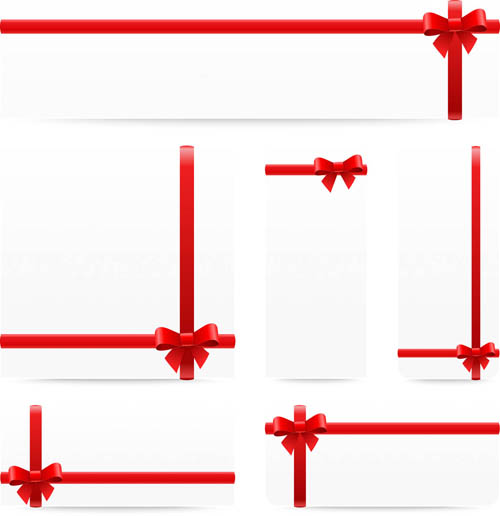 Red Ribbons with bow 1 vectors graphics