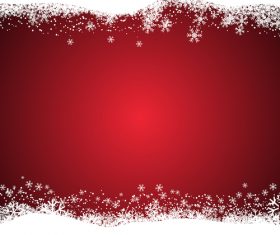 Red background with christmas snow border vector