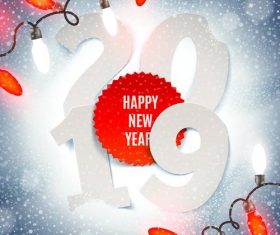 Red bulb with 2019 new year snowflake background vector