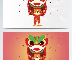 Red festive cartoon dog vector material