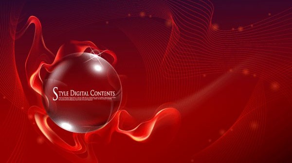 Red texture crystal ball and dream line background design vector