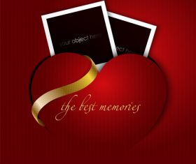 Red valentine card with photo vector graphic