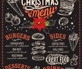 Restaurant christmas menu black template vectors 01