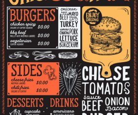 Restaurant christmas menu black template vectors 02