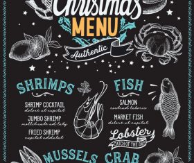 Restaurant christmas menu black template vectors 03