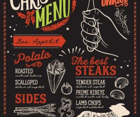Restaurant christmas menu black template vectors 05