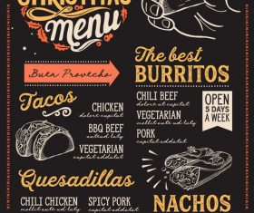 Restaurant christmas menu black template vectors 07