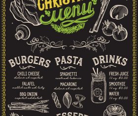 Restaurant christmas menu black template vectors 08