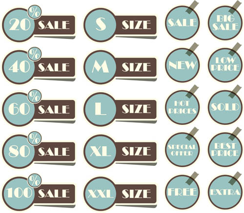 Retro Style Sale Stickers vector graphic