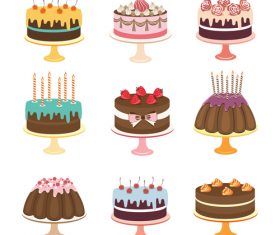 Retro cake cakes illustration vector 01