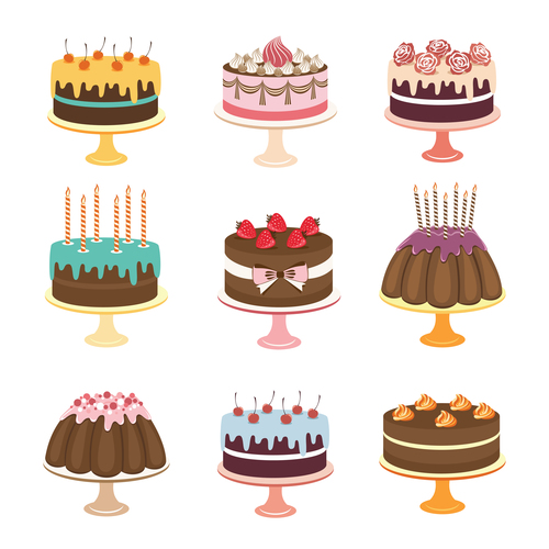 Retro cake cakes illustration vector 01