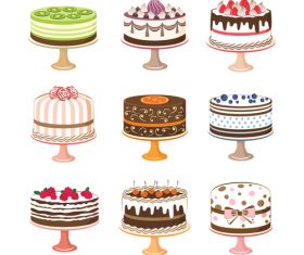 Retro cake cakes illustration vector 02