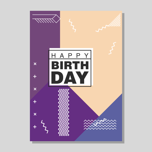 Retro happy birthday vector template design 01