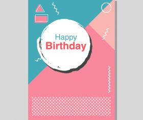Retro happy birthday vector template design 02
