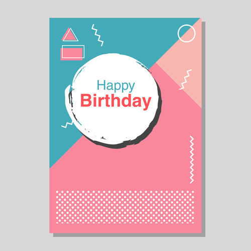 Retro happy birthday vector template design 02