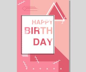 Retro happy birthday vector template design 03