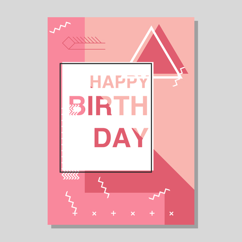 Retro happy birthday vector template design 03