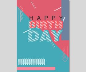 Retro happy birthday vector template design 04