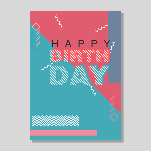 Retro happy birthday vector template design 04