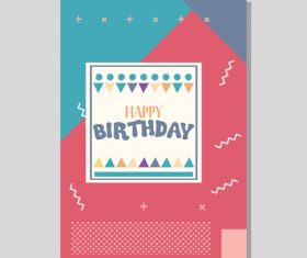 Retro happy birthday vector template design 05