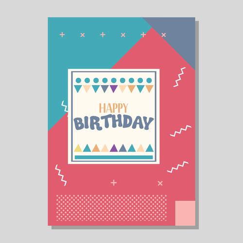 Retro happy birthday vector template design 05