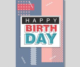 Retro happy birthday vector template design 06