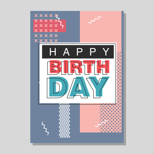 Retro happy birthday vector template design 06